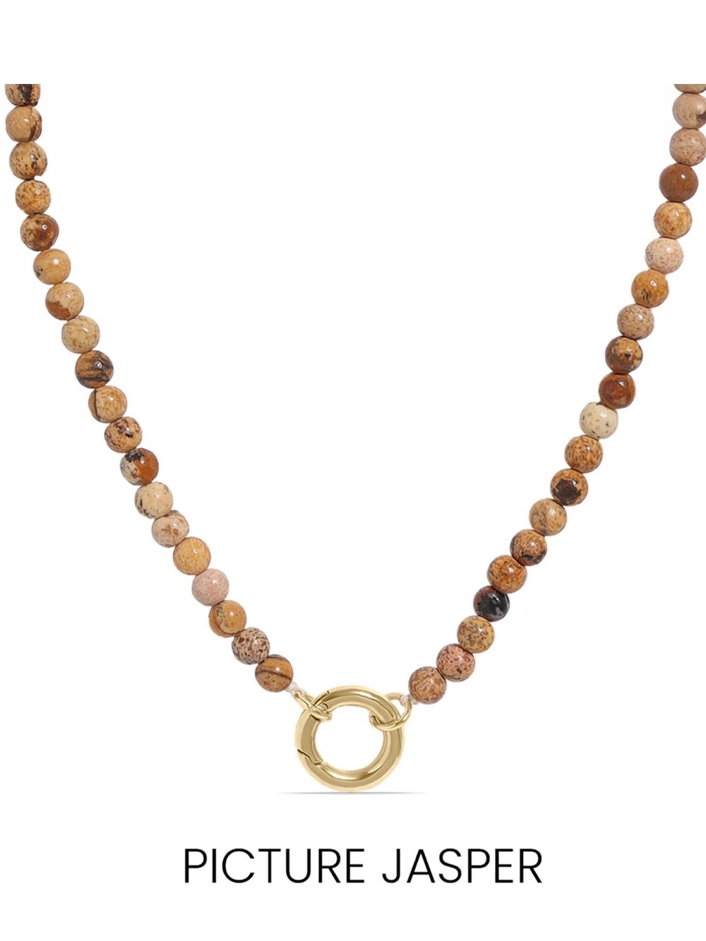 Picture Jasper Beaded Necklace with Gold Toggle